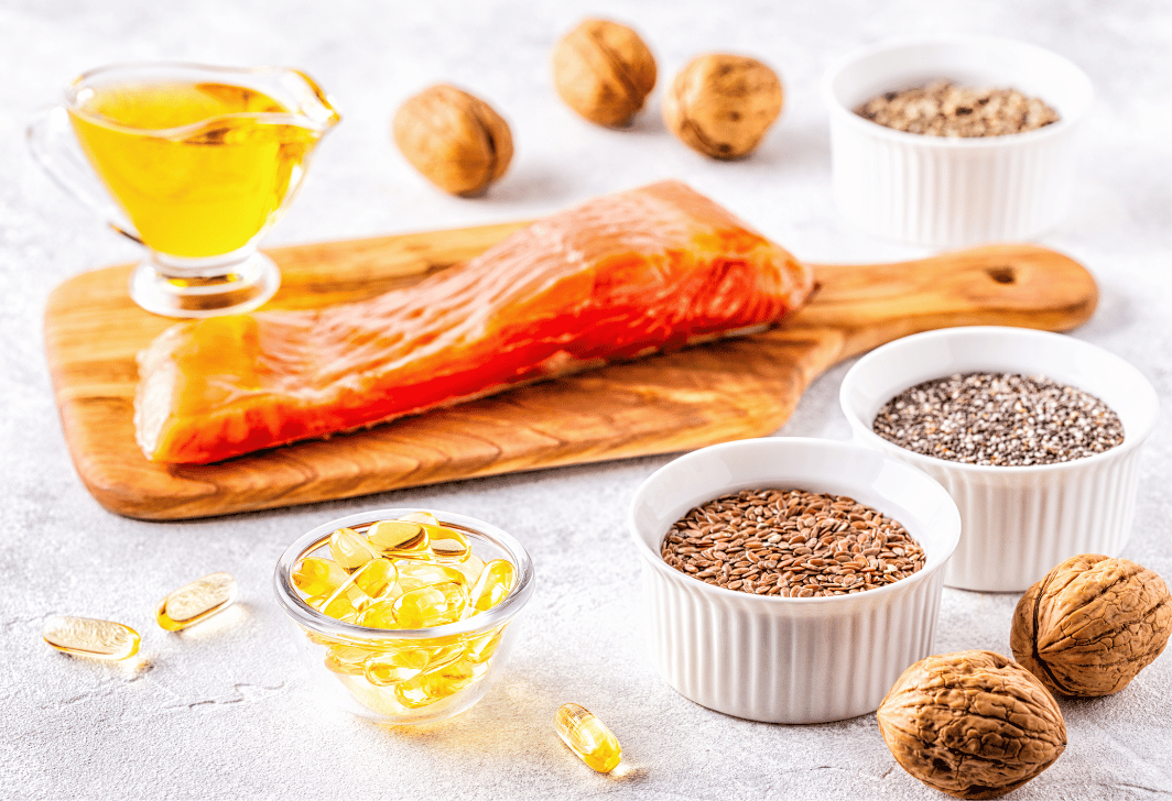 Skin Nourishing Foods Salmon, Walnuts, And Chia Seeds