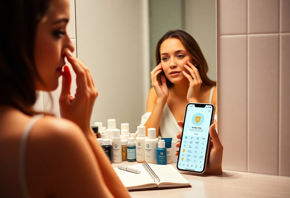 A women Tracking her Skincare Journey.