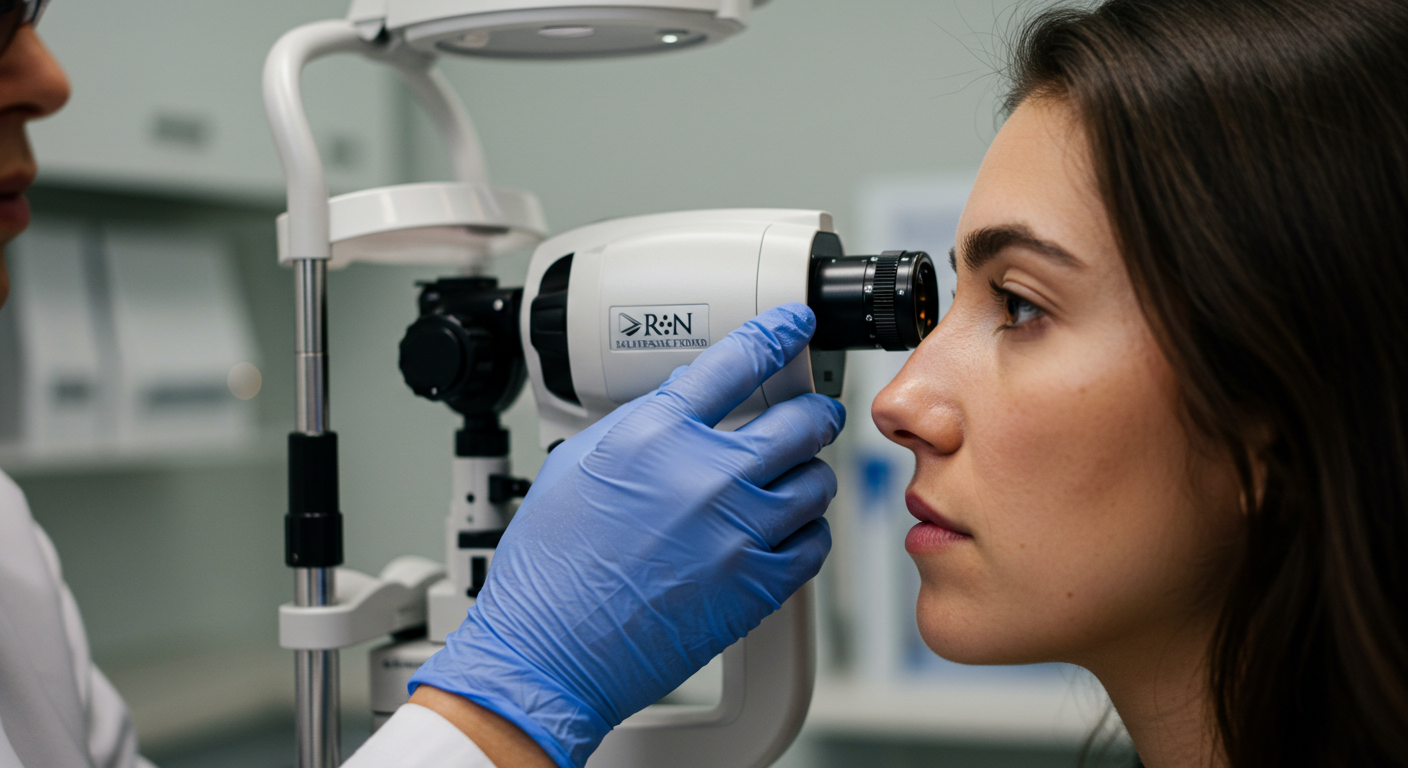 Eye doctor performing a detailed eye examination