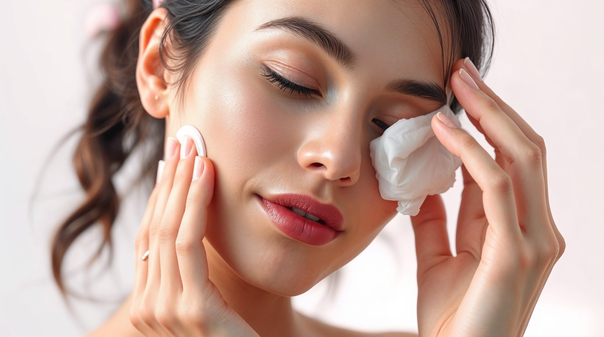 Woman gently cleansing her face after exercise. Best Fitness Tips to Boost Your Skin Health