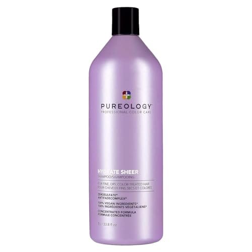 Pureology Hydrate Sheer Nourishing Shampoo | For Fine, Dry Color Treated Hair | Sulfate-Free | Silicone-Free | Vegan
