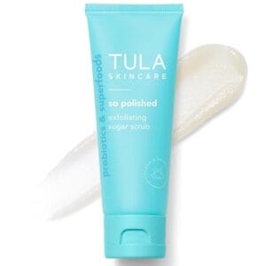 TULA Skin Care So Polished Exfoliating Sugar Scrub - Face Scrub, Gently Exfoliates with Sugar, Papaya, and Probiotic Extracts for a Softer and Radiant-Looking Complexion, 2.9 oz.