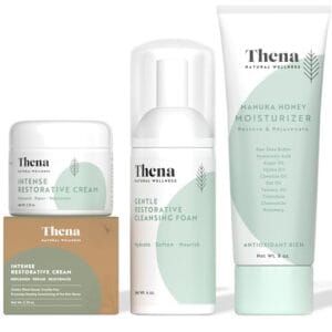 Thena RESTORE Face & Body Skin Care Set Kit, Face Foam Facial Cream Manuka Honey Body Lotion Moisturizer, Repairs Nourishes Skin Barrier, Natural & Organic Anti Aging Skin Care Set Women Men