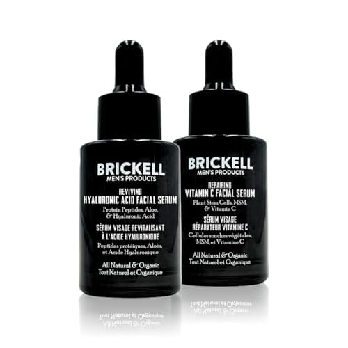 Brickell Men's Daily Anti-Aging Day and Night Serum Routine, All Natural and Organic, Unscented