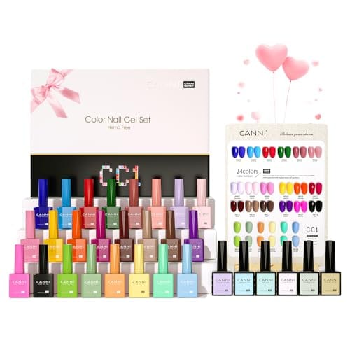 CANNI CC1 30Pcs 9ML Hema-free Gel Nail Polish Set, Black Pink Nude Red Blue Green Gel Polish Kit Color Soak Off LED Nail Gel Polish Set Nail Art Starter Manicure Salon DIY at Home
