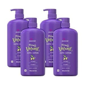 Aussie For Fine Hair Paraben-free Miracle Volume Shampoo With Plum & Bamboo, (Pack of 4)