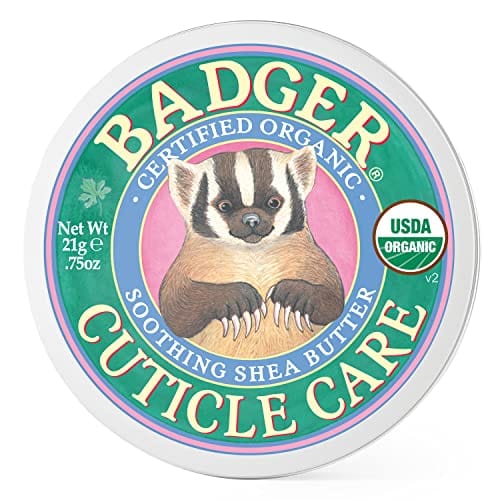 Badger Organic Cuticle Care Balm - Natural Nail Care Cream with Shea Butter, Vitamin-Rich Seabuckthorn Extract to Strengthen, Soothe & Restore Dry & Splitting Cuticles – Light Citrus Scent - .75oz